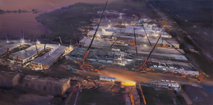 211、杨洪-中国建设速度·记火神山医院建设第8日 60x120cm.jpg